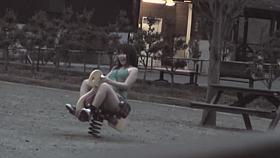 Playful teen on playground flashing her exciting upskirt