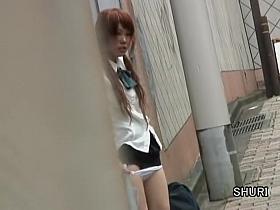 Tender sweetie having wicked sharking affair in the public