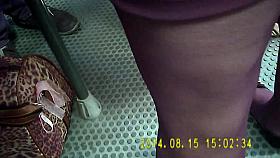 Candid black pantyhose in bus