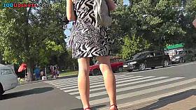 Fabulous street upskirt pink panty