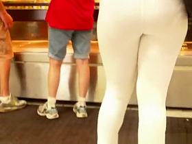 Big ass ebony girl in white leggings