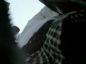 Cutie in checked outfit exciting up skirt on cam