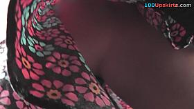 G-string upskirt footage of a hot auburn vixen