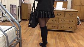 Lycaena shopping and flashing in latex miniskirt