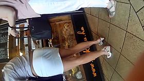 Sneaky player gets a clear shot of this chick's bouncy boot