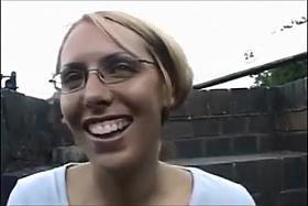 UK blonde plays by canal