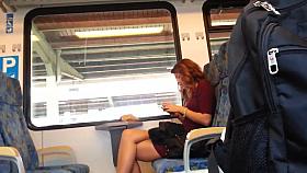 Redhair woman with wonderful legs