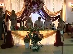 Russian bridesmaids in dresses and heels play a naughty game