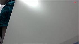 Woman in dressing room shows off cellulites booty