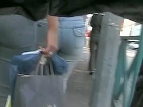 Hot ass babes caught on cam by street candid voyeur