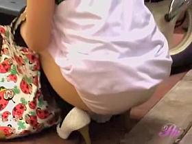 Smiley fanciful tramp loses her skirt during some wicked sharking action