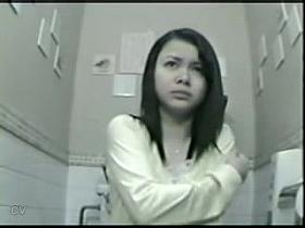 Sexy doll in hat on the spy cam toilet horny video