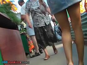 Playgirl in denim with a basket