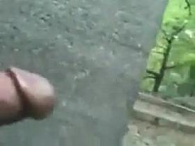 Girl breaths and stop for dick flash