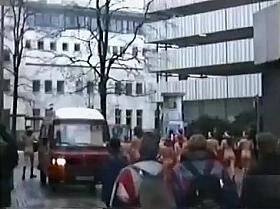 Nudist protest on a cold winter day