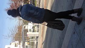 cum on teen ebony at bus stop