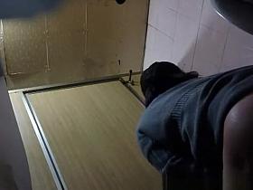 Asian woman taking a long pee