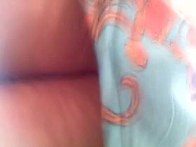 Upskirt in Store on Blonde in Sundress with Black Panties On