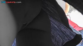 Hot upskirt porn with a slim gal in a public place