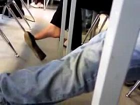 Check out her feet in class.