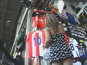 A provocative upskirt spy cam voyeur video
