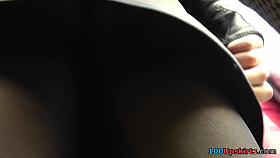 Hotty wears black hose on legs up petticoat