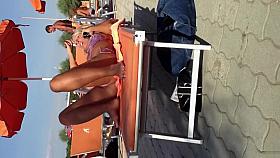 Filming a fine looking blonde