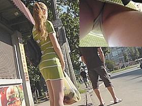 Sexy close up of the panty belt upskirt