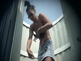 Fuckable girls changing in a beach cabin