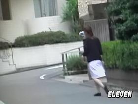Sharking of graceful Japanese babe wearing a white skirt