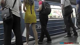 Hot upskirt porn with amateur auburn-hair hottie