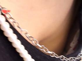 Candid public downblouse with cute Japanese schoolgirl