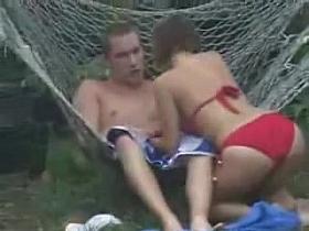girl getting fucked in the backyard - Brother's friend films it 1