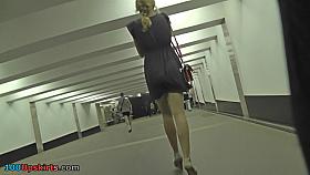 G-string on sexy chick's ass in real upskirt vid