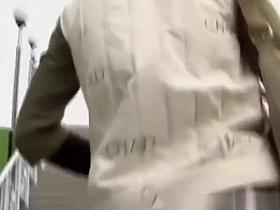 Girl in short skirt no panties