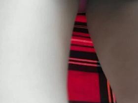 Street upskirt of cute babe with school uniform skirt