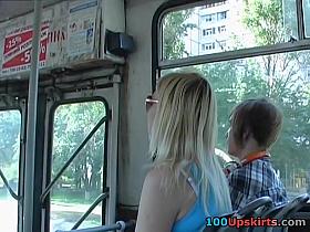 Hot cunt cameltoe up the petticoat of golden-haired sweetheart