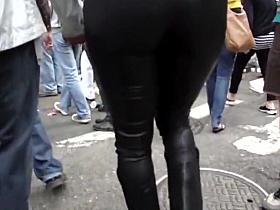 Candid Leather (Real leather pants on sexy ebony)