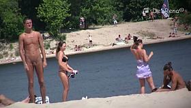 Perfect day with nude girls on the hot summer beach