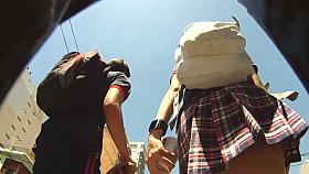 Street candid with teen babe wearing granny panties