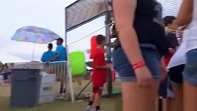 Teen in black leggings dancing