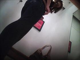 Sexy amateur girl spied in panty and jeans on hidden cam