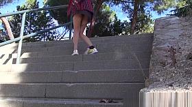 Blonde MILF eating sweets while showing us her sweet pussy