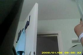 21 yo girl with big boobs undressing to take a shower