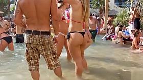 Smoking hot blonde bombshell has some fun by the pool