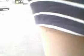 Stockings upskirt outdoor