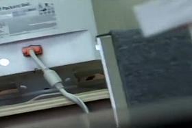 Hairy pussy upskirt in a computer lab