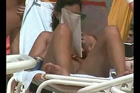 Nude beach naked brunette women voyeur video extravaganza