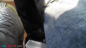 Cutie in jeans costume outstanding up petticoat