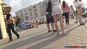 Ass in thongs looks hot in one of the best upskirt video